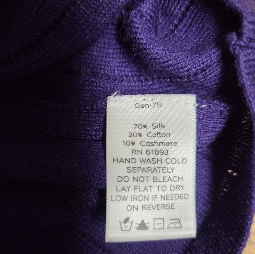 NWT Dialouge Purple Silk Cashmere Sweater Cardigan Medium - Picture 7 of 9